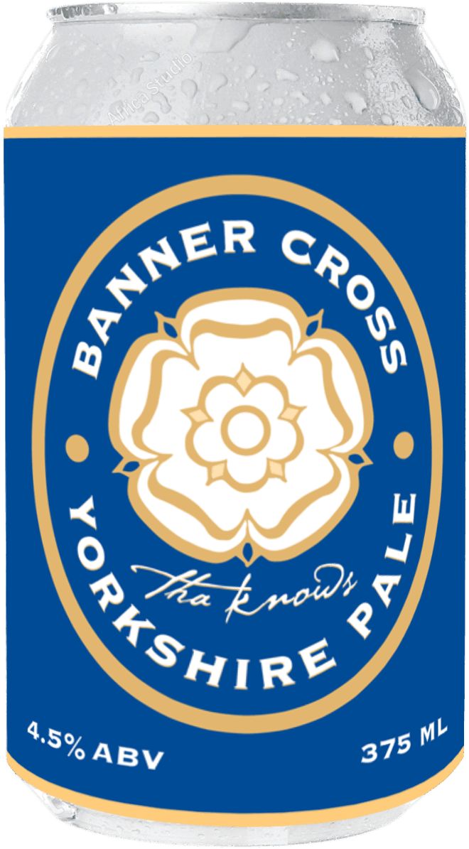 Beer Can Label Design including Logo for Banner Cross Yorkshire Pale Visual