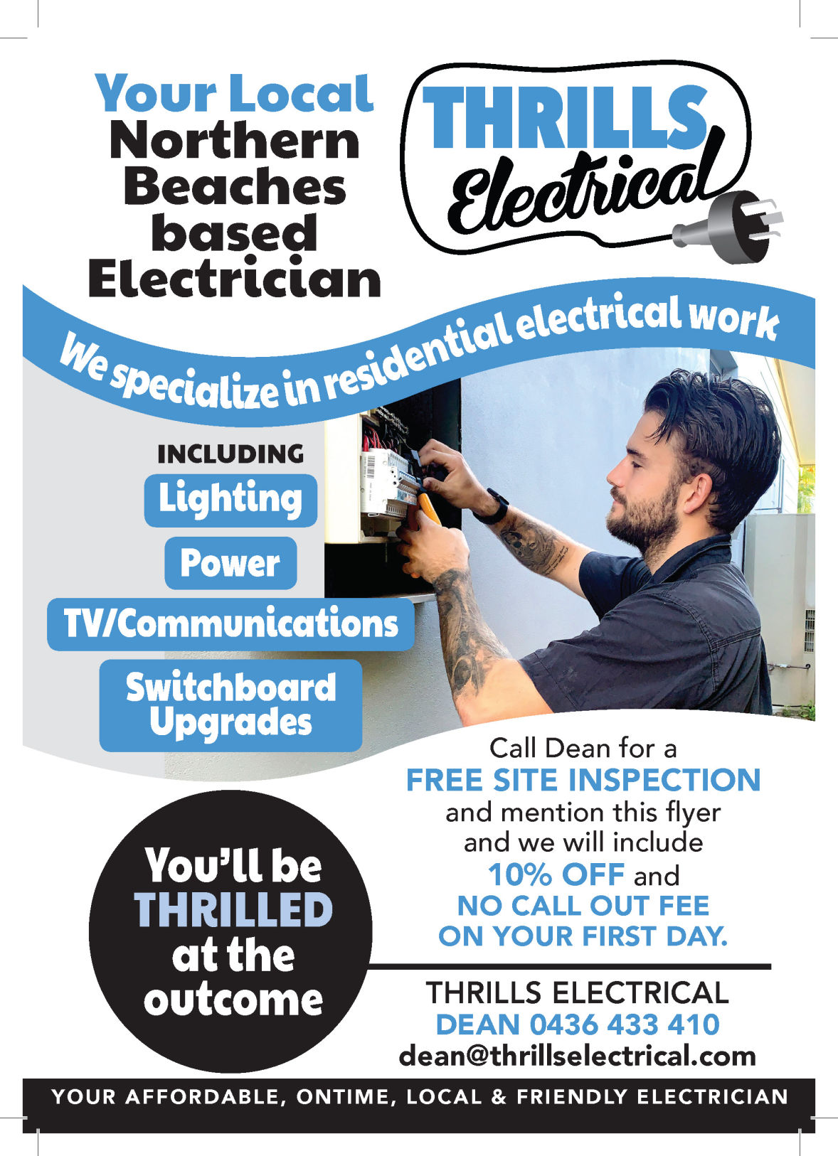Logo and Flyer Grpahic Design for Thrills Electrical